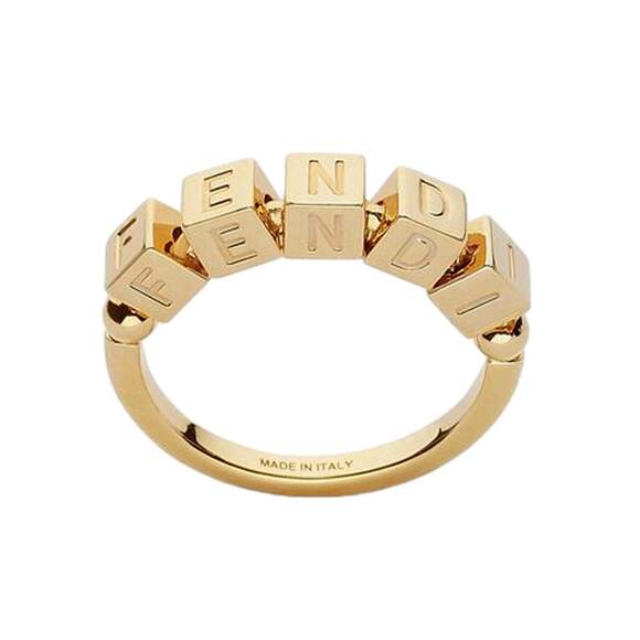 Fendi Jewelry - Fendi Fendigraphy Letters Gold Metal Ring Size